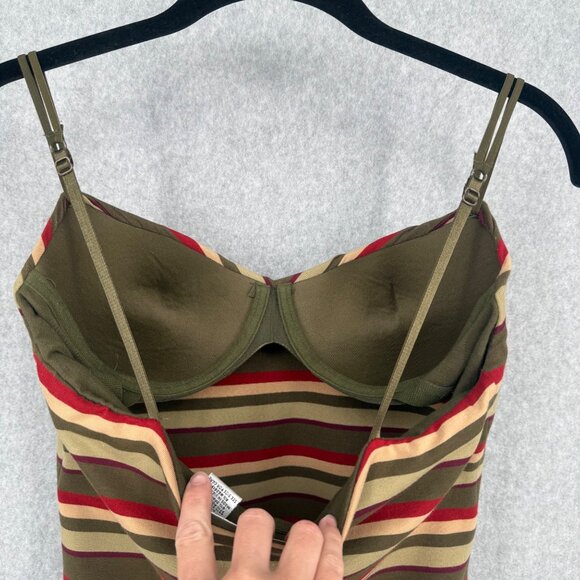 One Step Up VTG Bra Tank Top Size L Striped Crop 90s Y2K Adjustable Casual - Picture 3 of 8